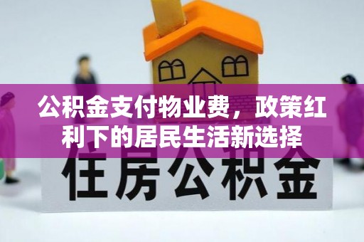 潢川公积金支付物业费，政策红利下的居民生活新选择